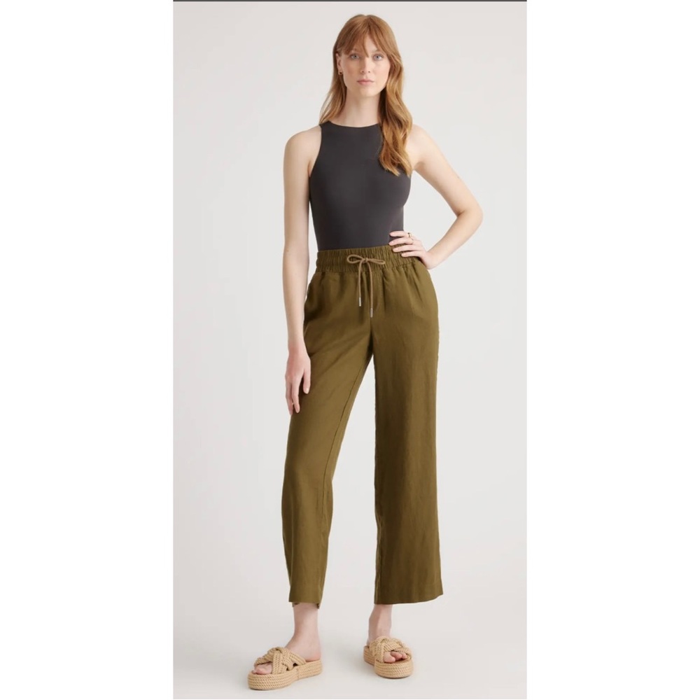 Quince Linen Wide Leg pant - size M - Olive